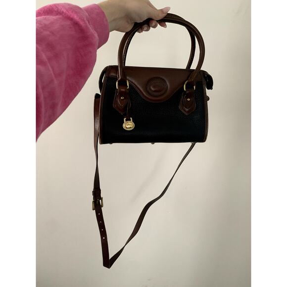 Dooney and Bourke Black and Brown Satchel Crossbody Bag Purse - Picture 2 of 10
